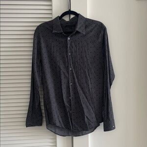 John Varvatos Black Patterned Long-Sleeve Dress Shirt